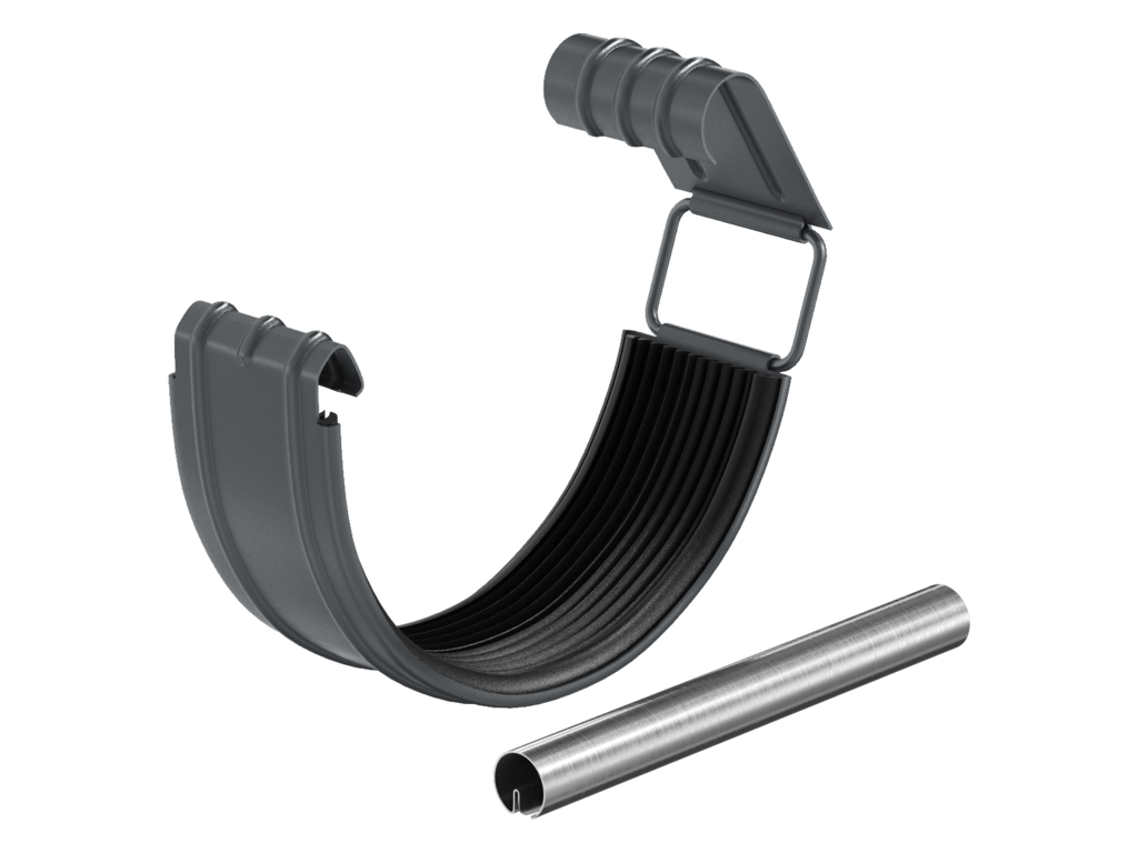 Соединитель желоба в комплекте Aquasystem PE dRain RAL 7024 D 125 мм