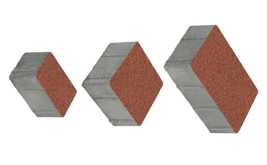 Плитка тротуарная Старый город Б.1.Фсм.8 гранит красный, комплект 3 шт, толщина 80 мм