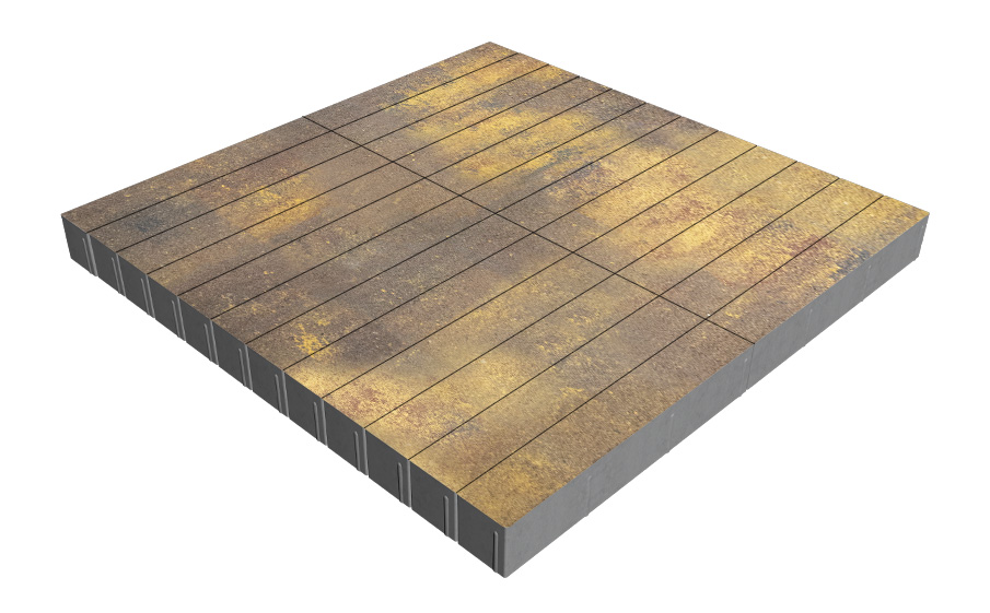 Плитка тротуарная SteinRus Кроссбар Хэви лонг Б.14.П.10, гладкая, Тоскана, 600*100*100 мм