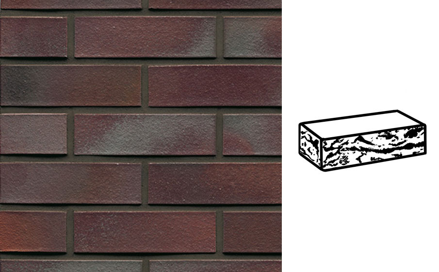 Кирпич клинкерный Muhr 10 Violettblau geflammt готик, 240*55*71 мм