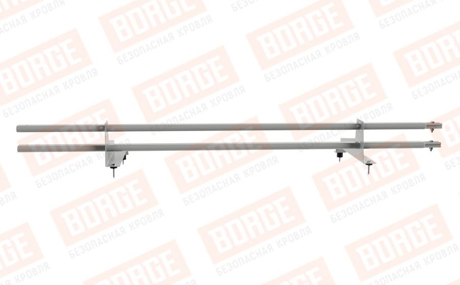 Снегозадержатель трубчатый Borge для металлочерепицы с высокой ступенькой 400 мм оцинкованный RAL 9006, 1,5 м