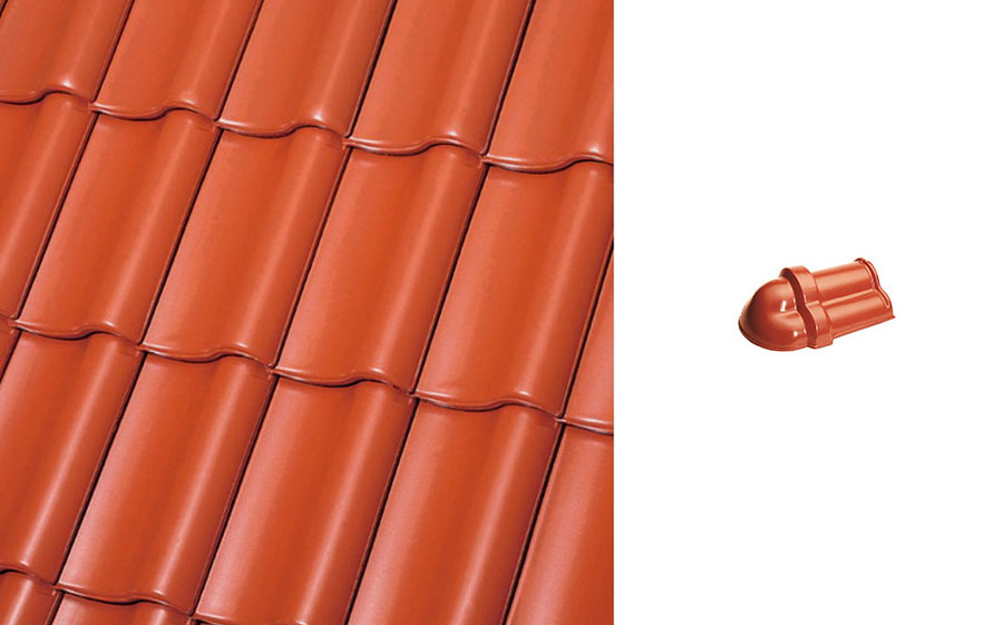 Керамическая черепица начальная хребтовая Roben Bornholm медный красно-коричневый ангоб