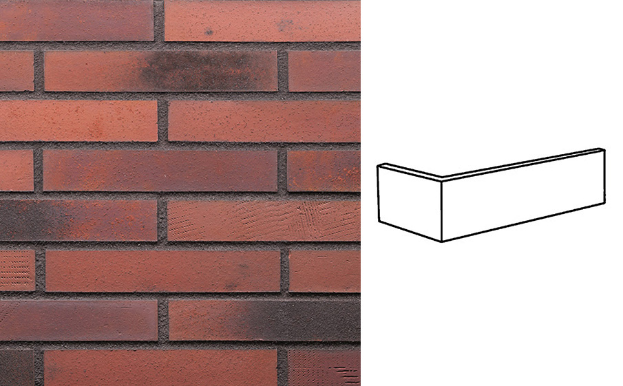 Клинкерная плитка угловая King Klinker Old Castle HF50 Old factory, 240*52*115*14 мм