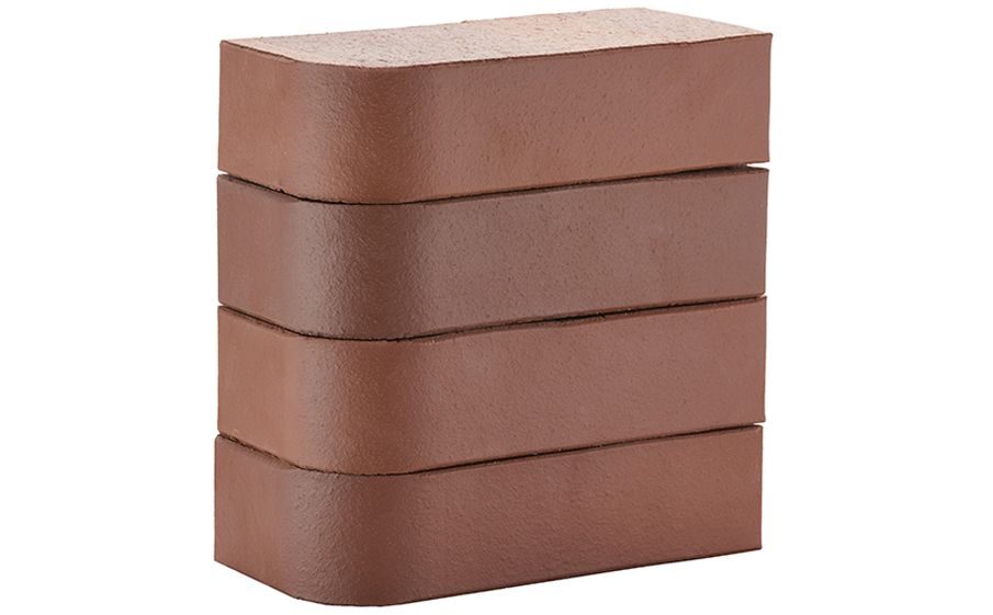 Кирпич облицовочный полнотелый ЛСР, коричневый, гладкий, R-60 радиусный, 250*120*65 мм