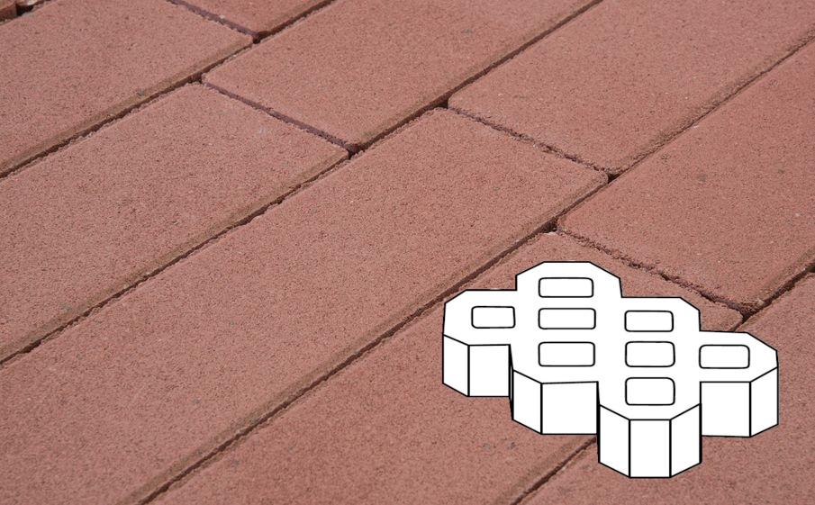 Плитка тротуарная Готика Profi, Экопарковка Б.6.ГР.10, красный, частичный прокрас, б/ц, 600*400*100 мм