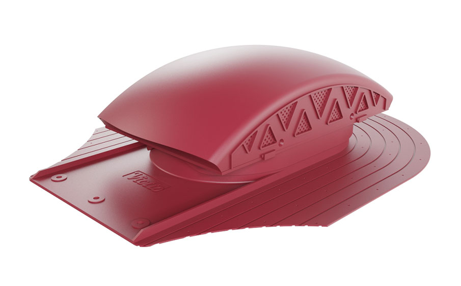 Вентилятор подкровельный Viotto для мягкой кровли при монтаже, RAL 3005 красный