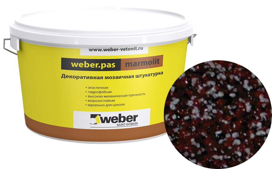 Декоративная мозаичная штукатурка weber.pas marmolit, k4, 25 кг