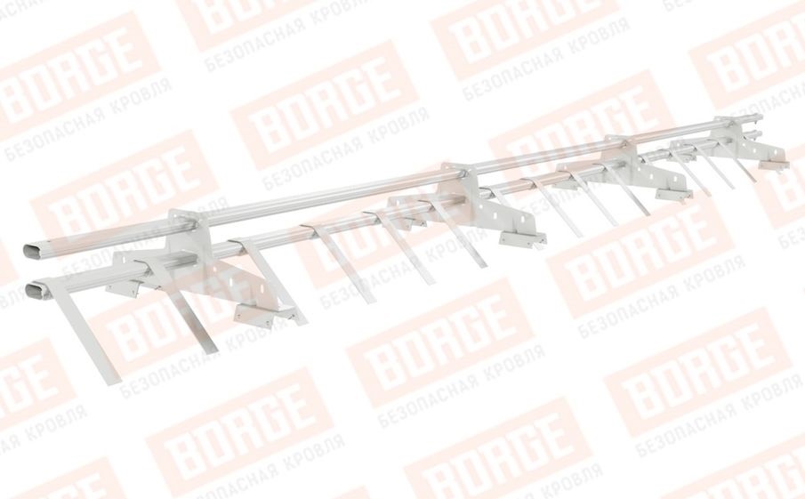 Снегозадержатель трубчатый Borge для профнастила H-60, H-75 оцинкованный RAL 9003, 3 м