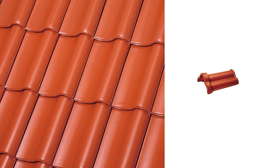 Керамическая черепица коньковая/хребтовая Roben Bornholm медный красно-коричневый ангоб