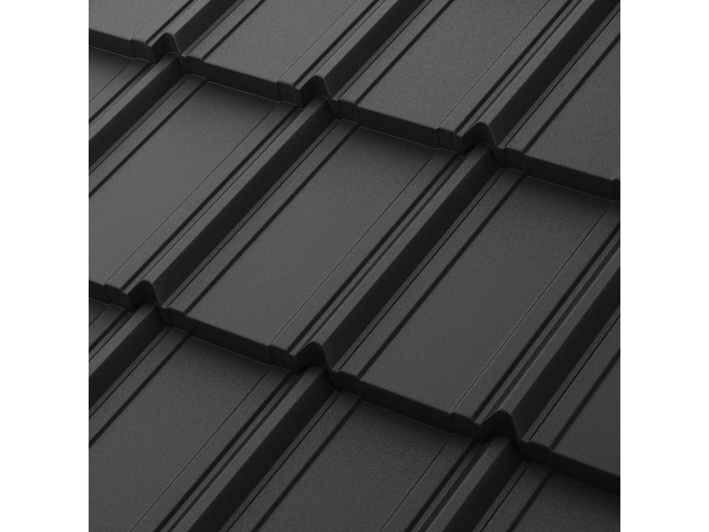 Модульная металлочерепица Aquasystem Берген PE RoofTop Бархат RAL 9005, 1165*415 мм