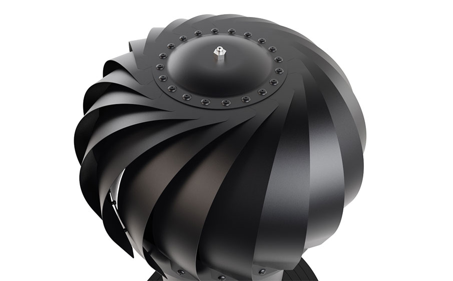 Роторная вентиляция Viotto для металлочерепицы Каскад d=150 мм утепленная, RAL 9005 черный