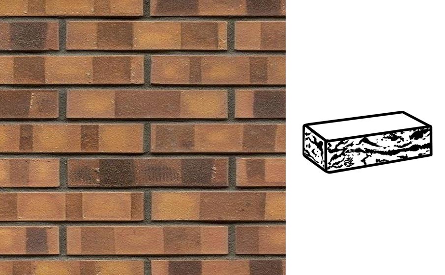 Кирпич клинкерный Muhr 08K Lachsrot Kohle готик, 240*90*40 мм