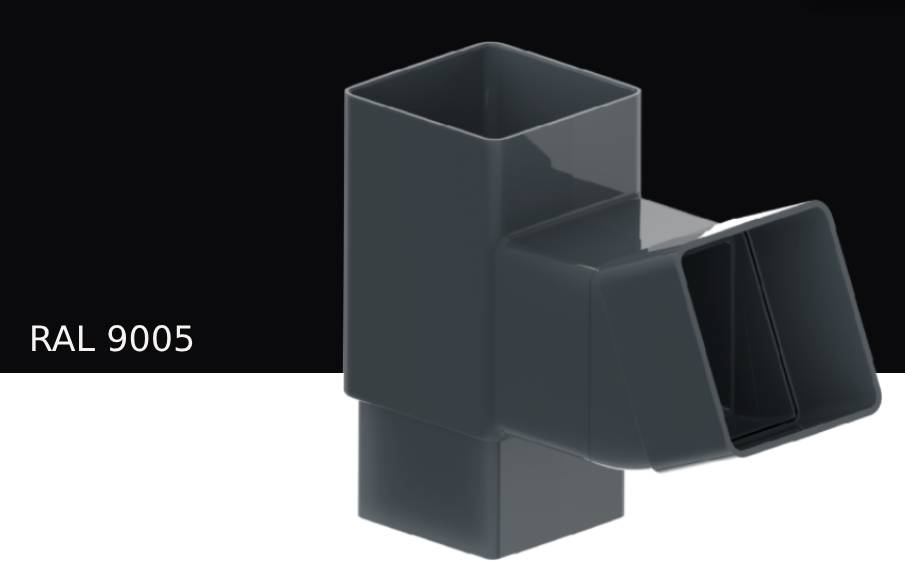 Тройник 67 градусов KROP PVC Квадрат для системы D 135/80*80 мм, RAL 9005