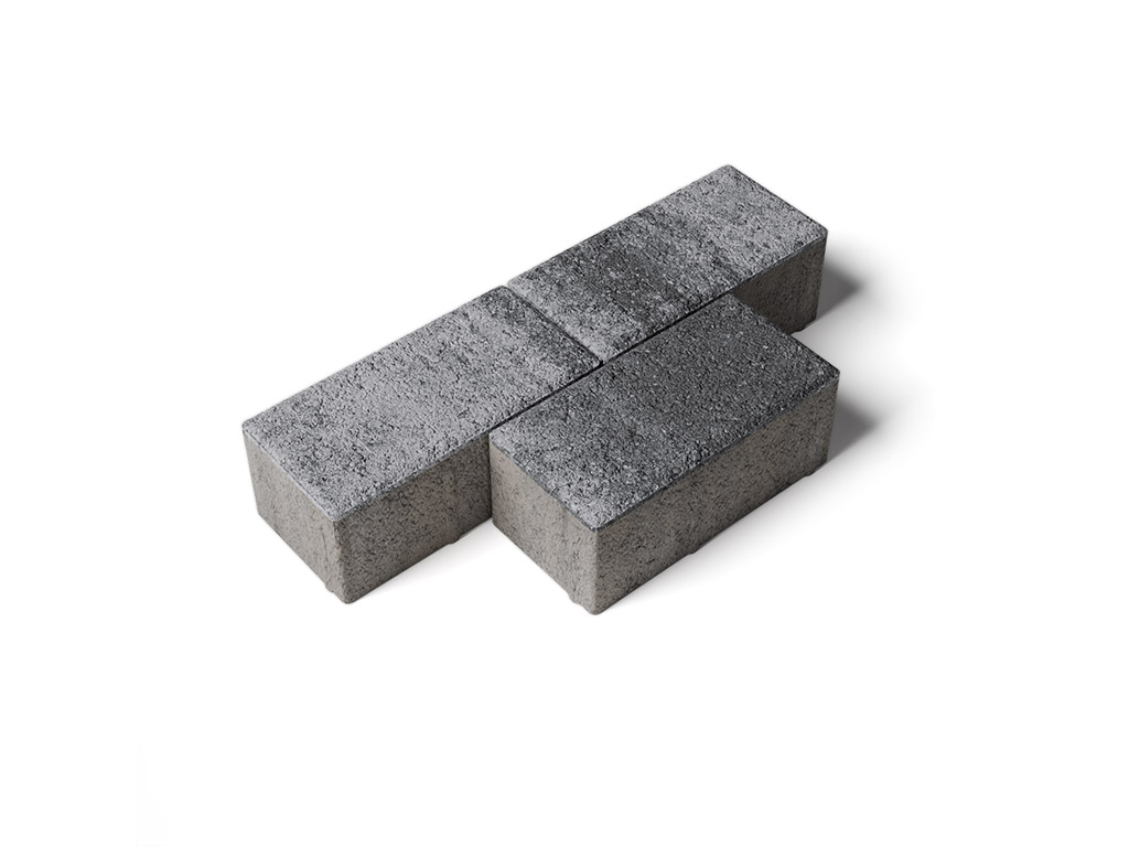 Плитка тротуарная Прямоугольник Б.2.П.8 листопад гранит антрацит, 200*100*80 мм