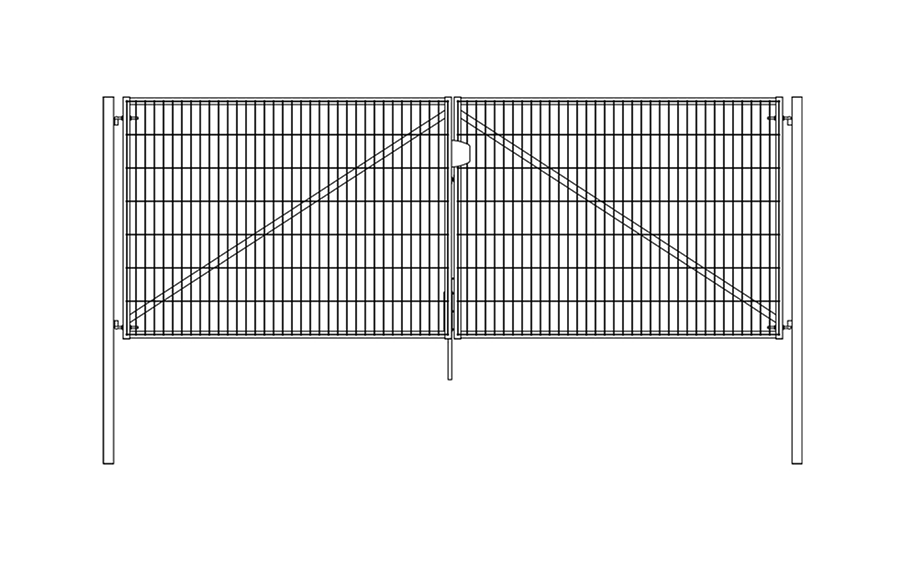Распашные ворота Grand Line Light NoLock, RAL 6005, 2030*4000 мм