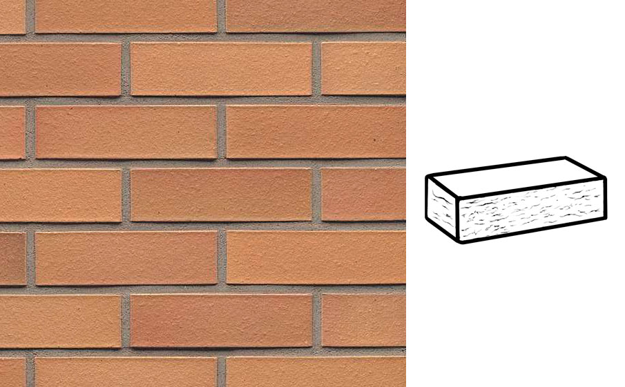 Кирпич клинкерный облицовочный 7-щелевой Muhr 06 Hellbraun-bunt рустик, 250*120*65 мм