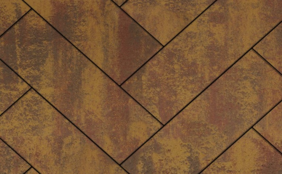 Плитка тротуарная Прямоугольник Б.6.П.8 листопад гладкий осень, 600*200*80 мм