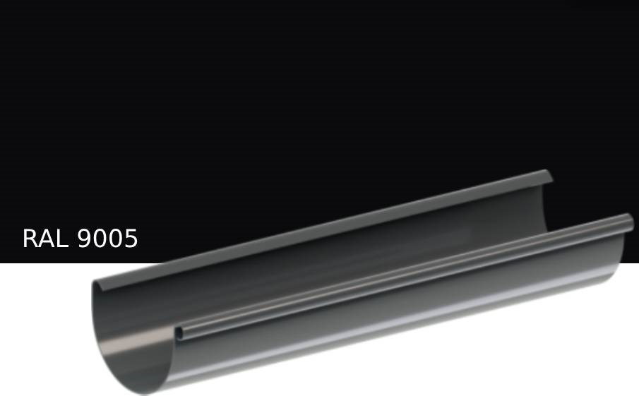 Желоб водосточный KROP PVC для системы D 75/63 мм, RAL 9005, 3 м