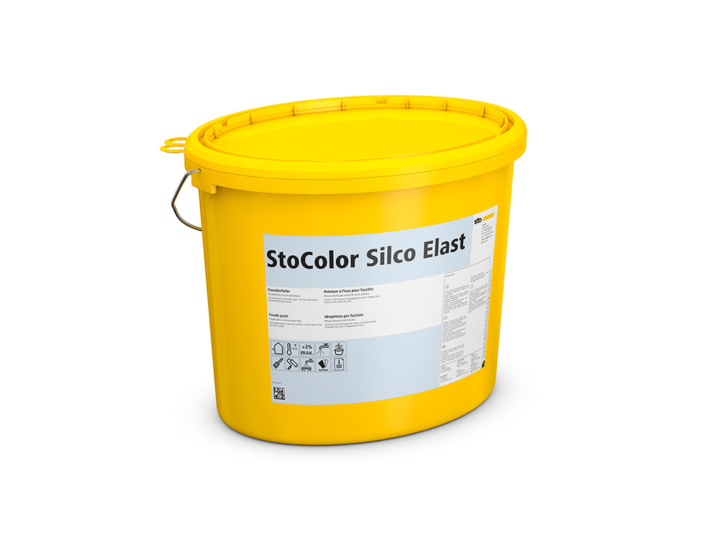 Фасадная санирующая силиконовая краска StoColor Silco Elast weiss, матовая белая, 15 л
