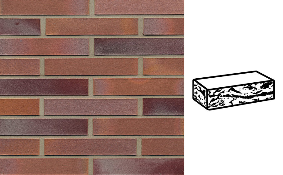 Кирпич клинкерный Muhr 14 Rotblau-bunt готик, 290*90*52 мм