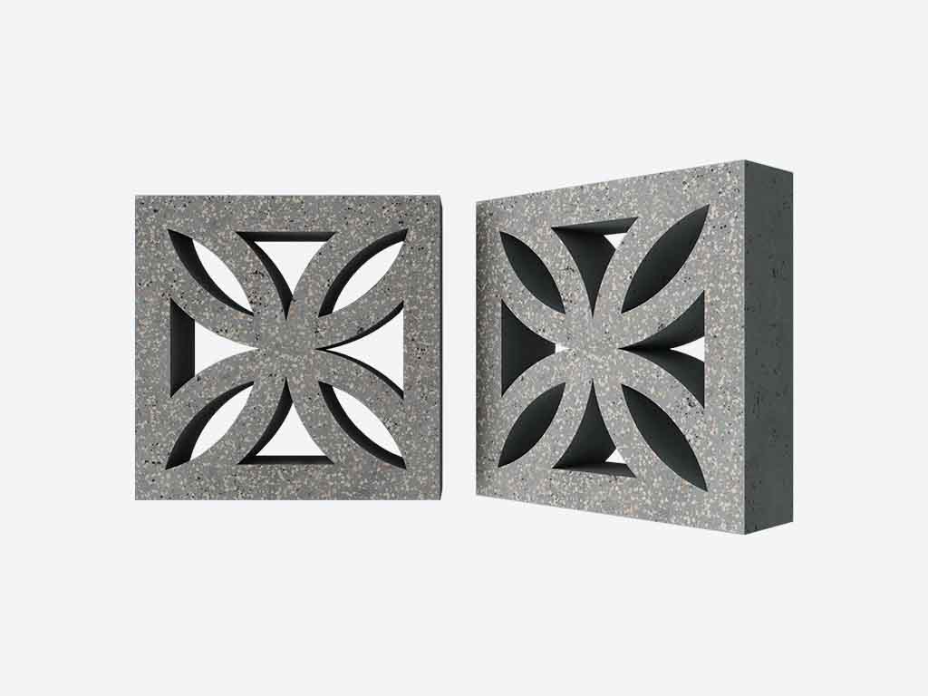 Декоративный бриз-блок Mesterra Кобого / Cobogo 0201, серый LUX, 250*250 мм