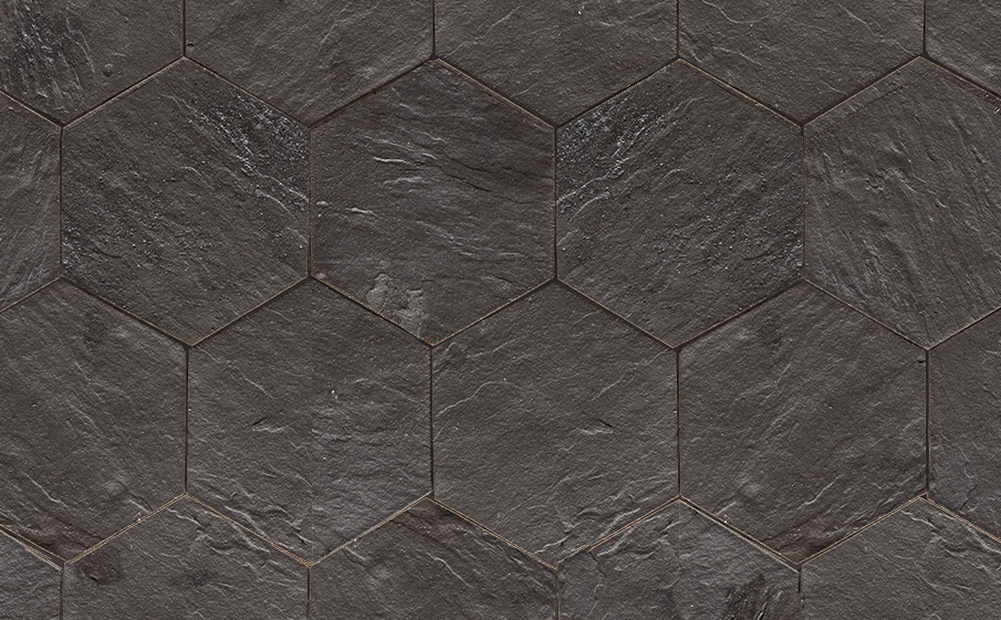 Клинкерная брусчатка Muhr №15 Schwarz-bunt edelglanz, гексагон 200*52 мм