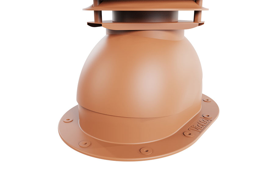 Выход вентиляции канализации Viotto для готовой мягкой и фальцевой кровли d=110 мм утепленный, RAL 8004 терракотовый