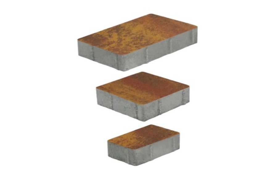 Плитка тротуарная Старый город Б.1.Фсм.8 листопад гладкий осень, комплект 3 шт, толщина 80 мм