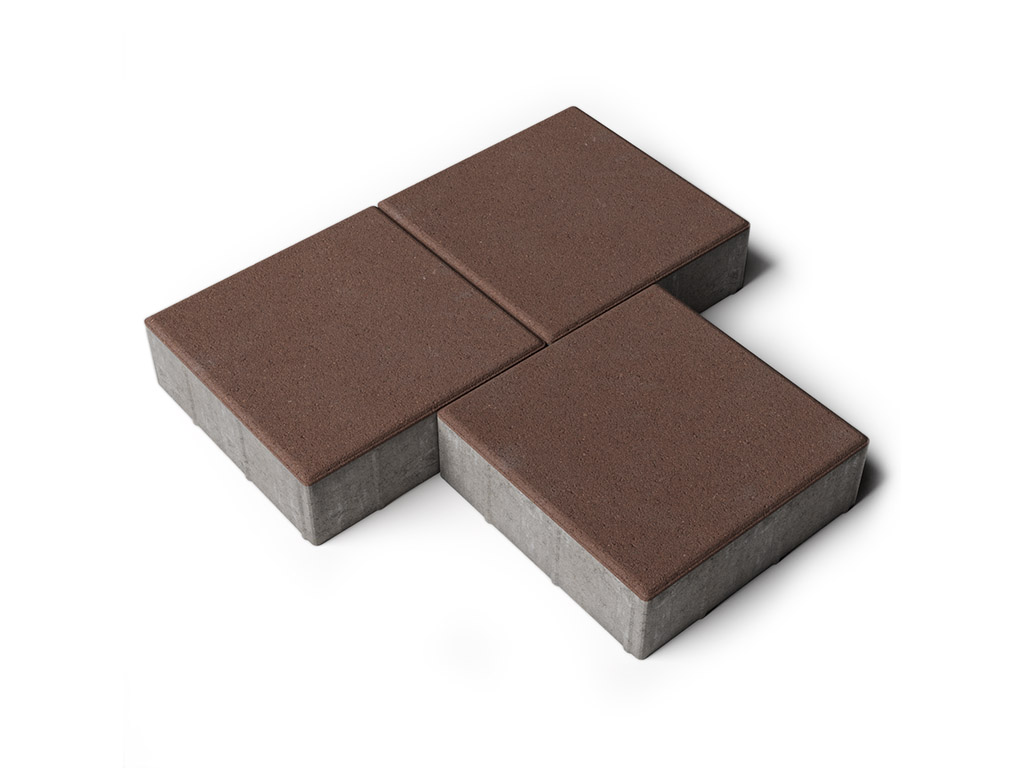 Плитка тротуарная Квадрат Б.1.К.10 стандарт гладкий коричневый, 300*300*100 мм 