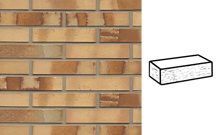 Кирпич клинкерный Muhr 06S Hellbraun-bunt Spezial рустик, 240*115*52 мм