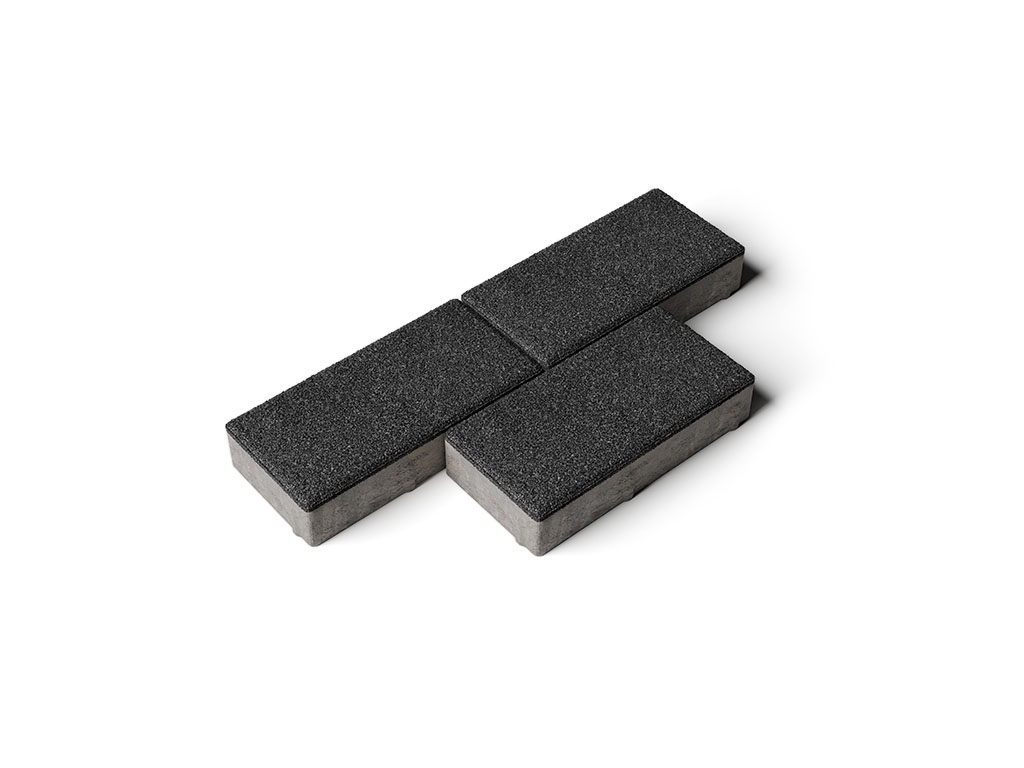 Плитка тротуарная Прямоугольник А.2.П.4 стоунмикс черный, 200*100*40 мм