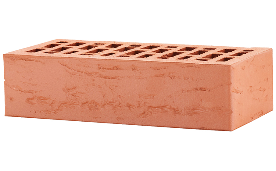 Кирпич облицовочный ЛСР красный рустик, утолщенные стенки, 250*120*65 мм