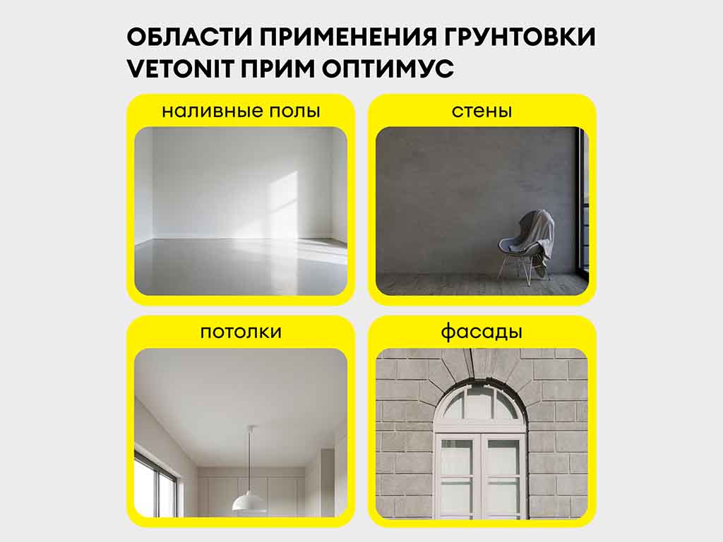 Грунтовка глубокого проникновения vetonit прим оптимус белый 10 л