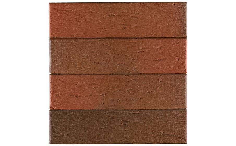 Кирпич облицовочный ЛСР, красный флэшинг, рустик, утолщенные стенки, 250*120*65 мм