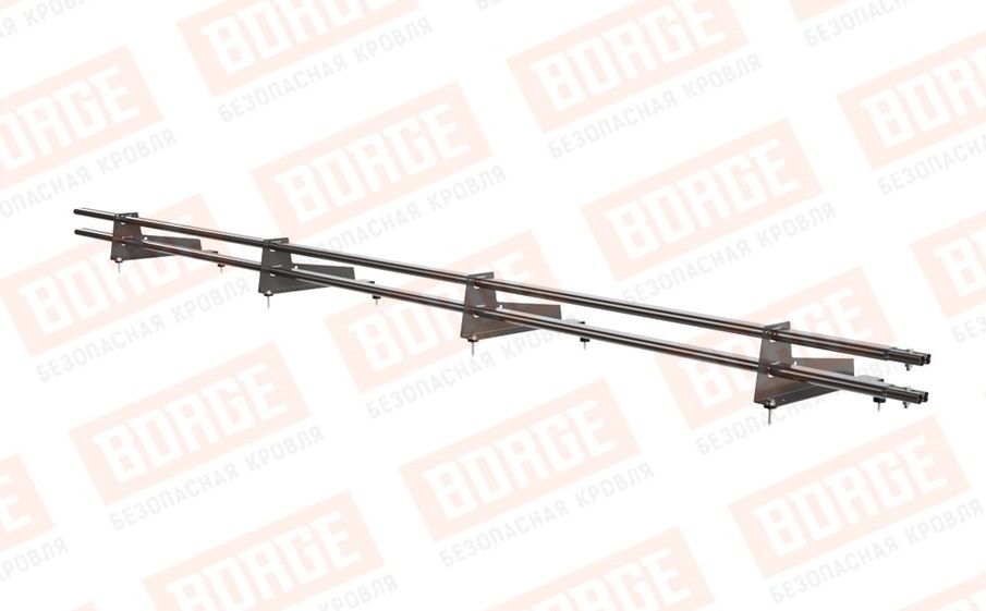 Снегозадержатель трубчатый Borge для металлочерепицы с высокой ступенькой 350 мм оцинкованный RAL 8019, 3 м