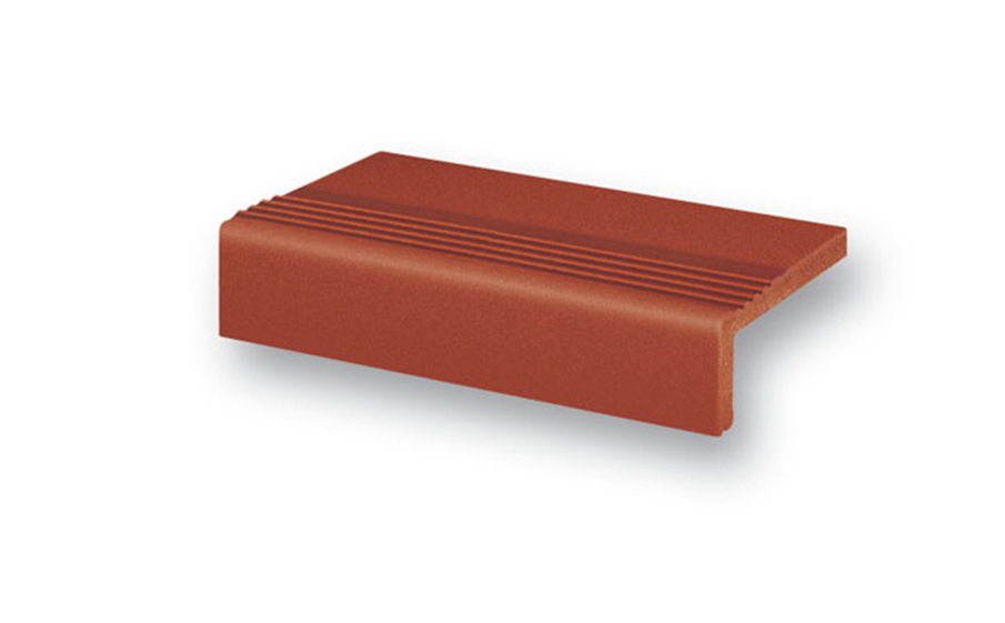 Клинкерная ступень с насечками Stroeher Keraplatte Terra 316 patrizierrot ofenbunt, 240х115х52х10 мм