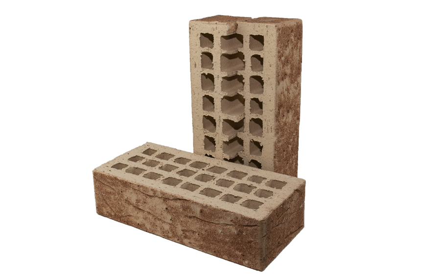 Кирпич облицовочный Губский КЗ с надрезом, кора с песком, бежевый, 250*120*65 мм