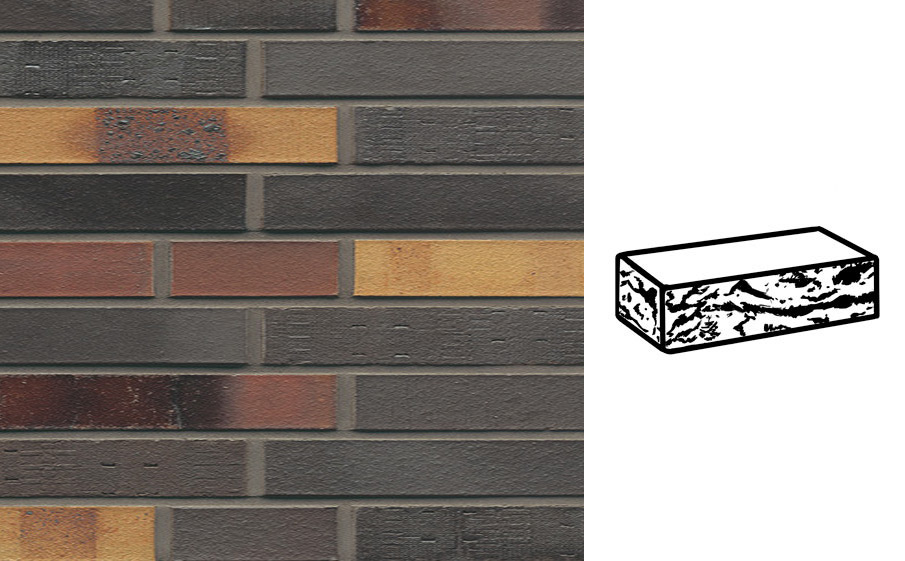 Кирпич клинкерный Muhr 40 Kobalt Spezial geflammt готик, 240*90*40 мм