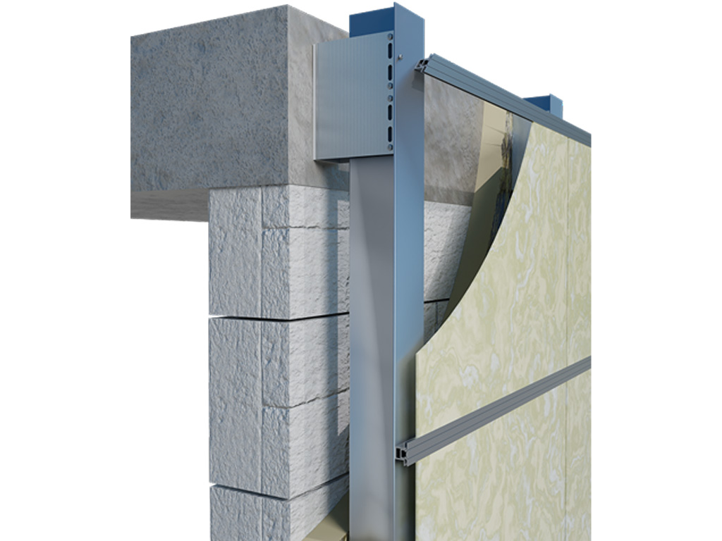 Подсистема НФС KAFT для тонкого керамогранита, крепление видимым способом