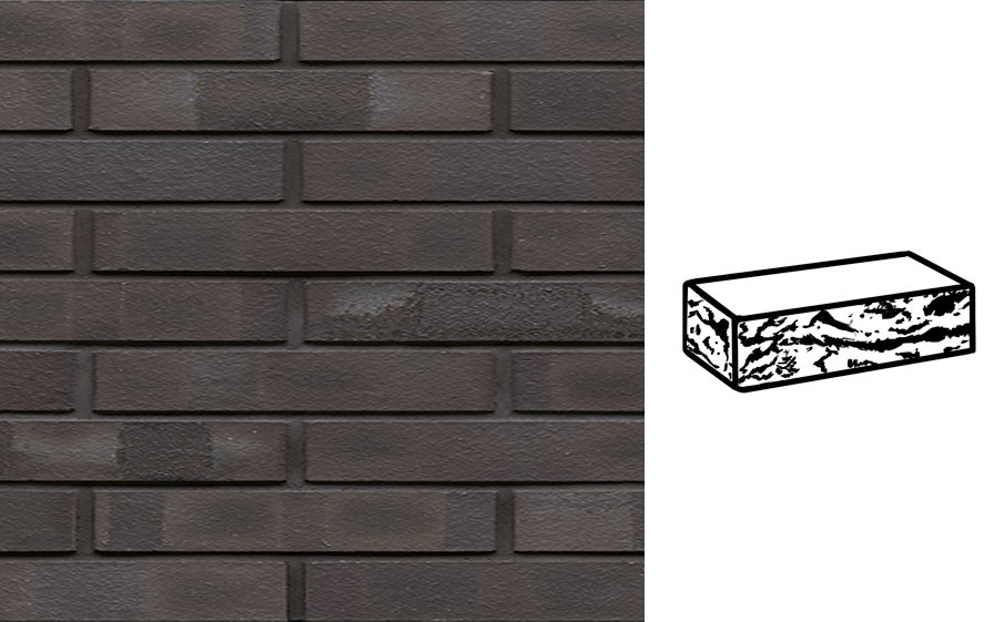 Кирпич клинкерный Muhr 05 KS Eisenschmelz Schwarzbraun Kohle Spezial готик, 290*90*40 мм