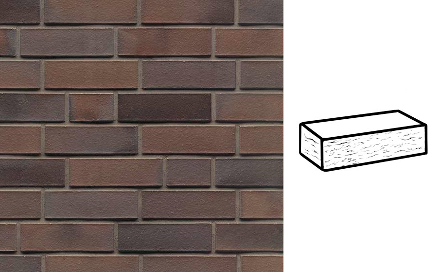 Кирпич клинкерный Muhr 33 A Schwarz-Braun рустик, 240*115*52 мм