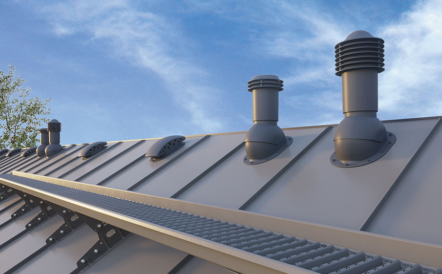 Труба вентиляционная Viotto для готовой мягкой и фальцевой кровли d=125 мм утепленная, RAL 3005 красный