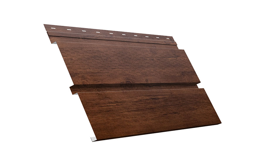 Софит Grand Line металлический Квадро брус с перфорацией 0,45 Print Premium с пленкой Cherry Wood Fresh