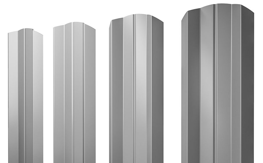 Штакетник М-образный А фигурный 0,45 PE RAL 9006 бело-алюминиевый
