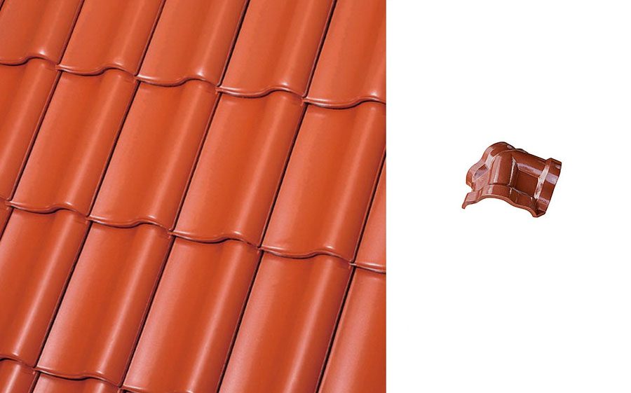 Керамическая черепица вальмовая Roben Bornholm медный красно-коричневый ангоб