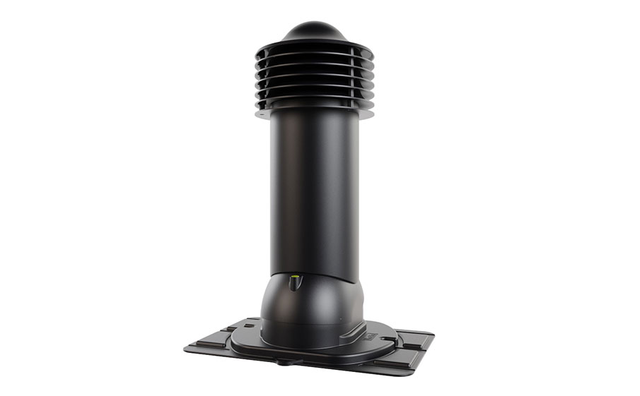 Труба вентиляционная Viotto с универсальным проходным элементом d=125 мм утепленная, RAL 9005 черный