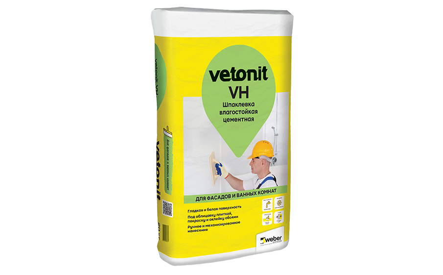 Финишная шпаклевка weber.vetonit VH, белый, 20 кг