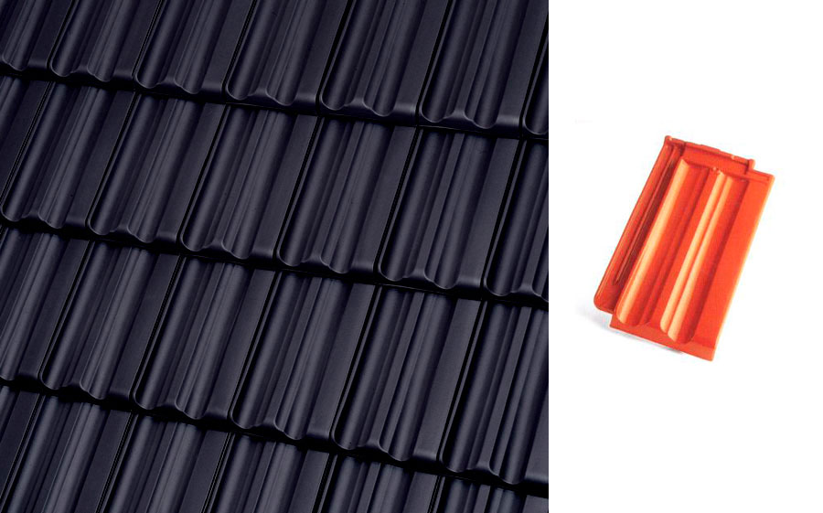 Керамическая черепица рядовая Roben Elsass антрацит ангоб