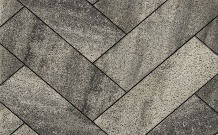 Плитка тротуарная Прямоугольник Б.6.П.8 листопад гранит антрацит, 600*200*80 мм