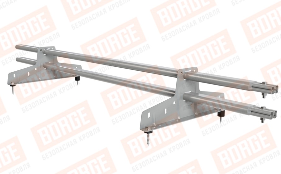 Снегозадержатель трубчатый Borge для кровли из металлочерепицы, профнастила, материалов на основе битума оцинкованный RAL 9006, 1,5 м